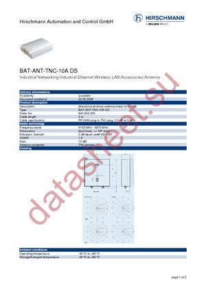 BAT-ANT-TNC-10A DS datasheet  